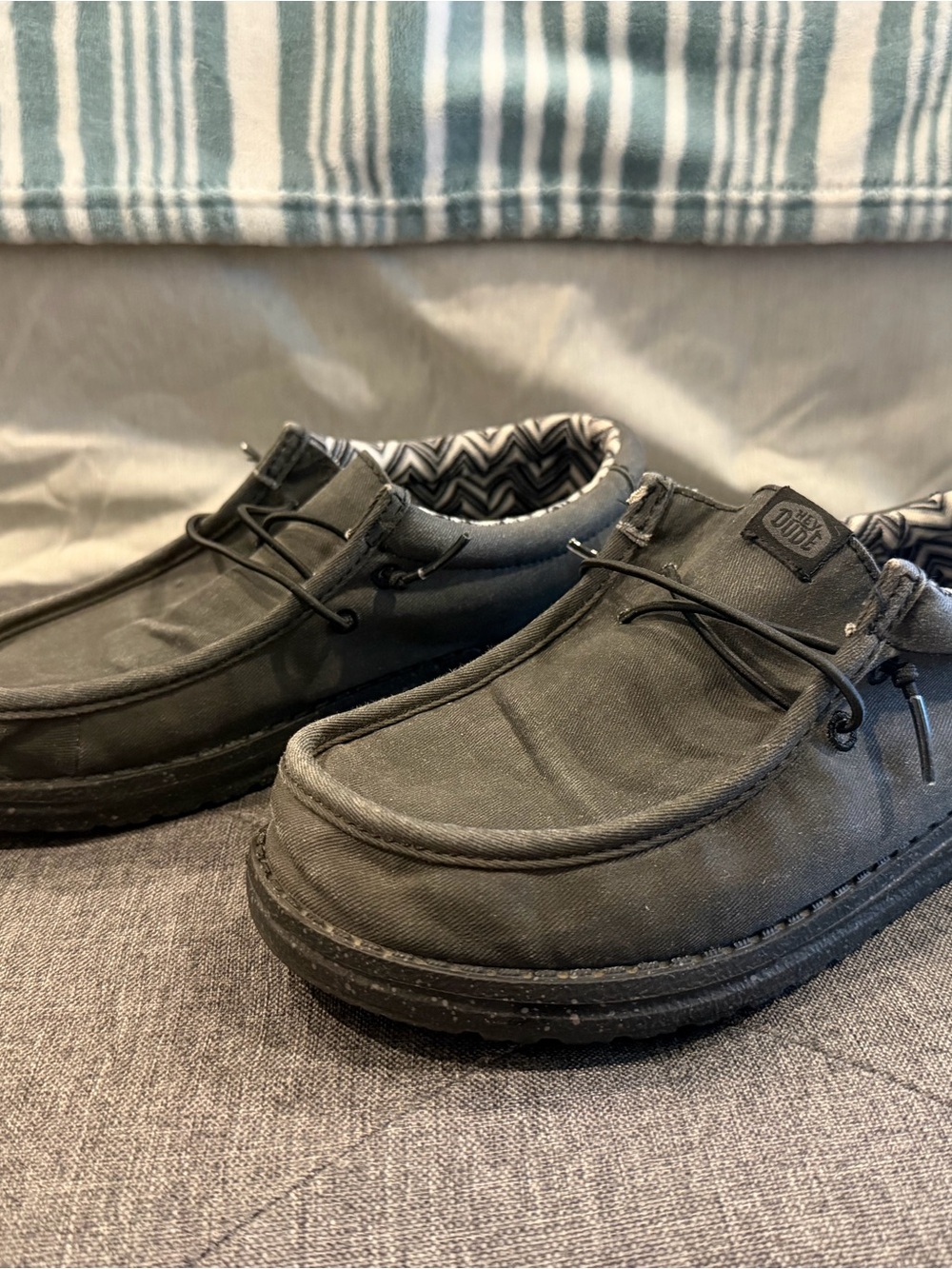 Hey Dude Black Canvas Kids Slip-On Sneakers